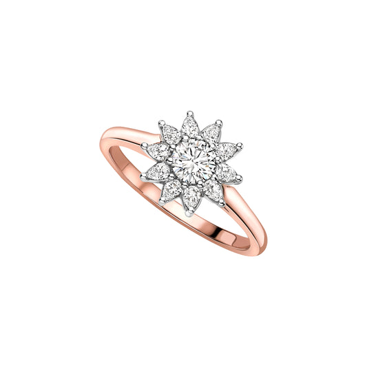 18ct Rose Gold and Diamond Daisy Engagement Ring