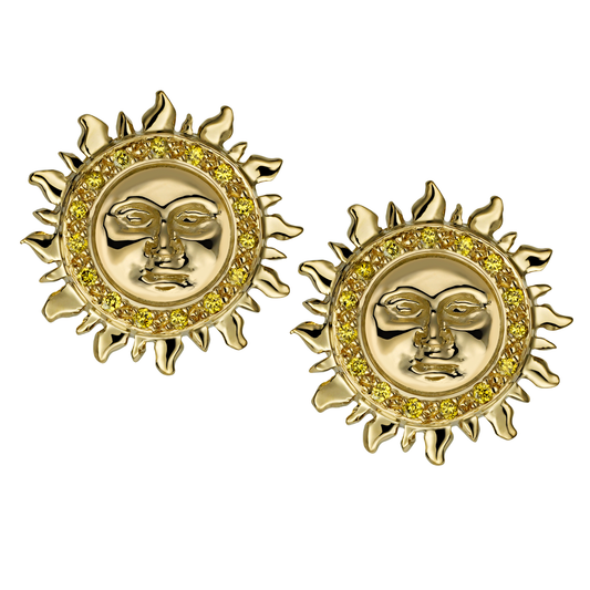 Mystical Tarot 18ct yellow gold and canary yellow diamond sol stud earrings