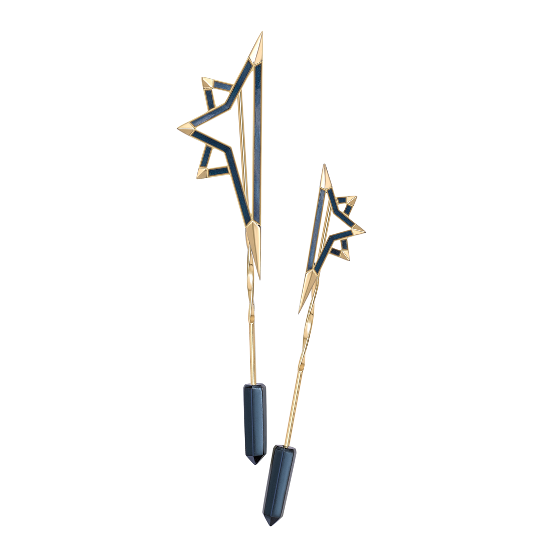 Rolls-Royce 18ct yellow and blue gold enamel large star pin