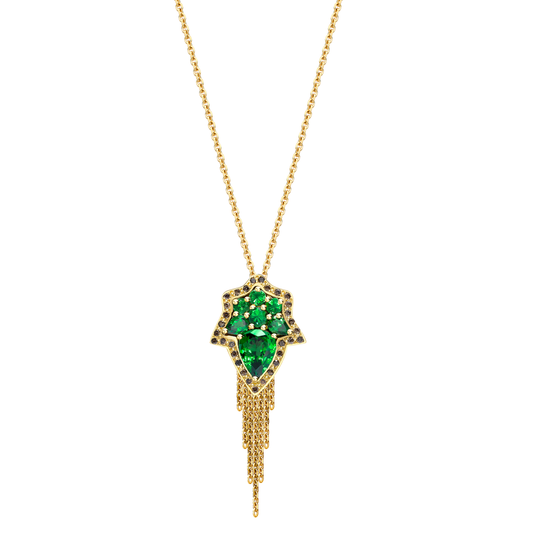 Spiritual Henna 18ct yellow gold tsavorite and cognac diamond pendant