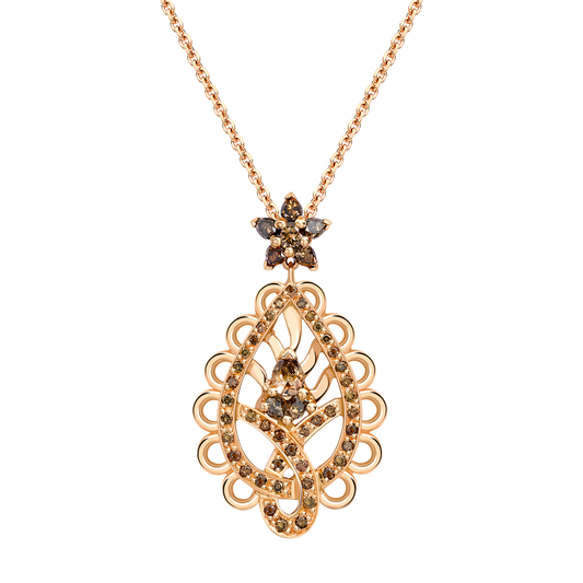 Spiritual Henna 18ct rose gold and cognac diamond small paisley pendant