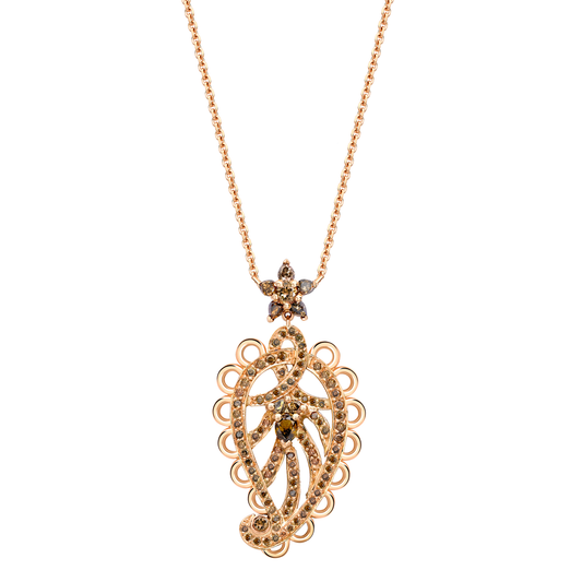 Spiritual Henna 18ct rose gold and cognac diamond paisley pendant