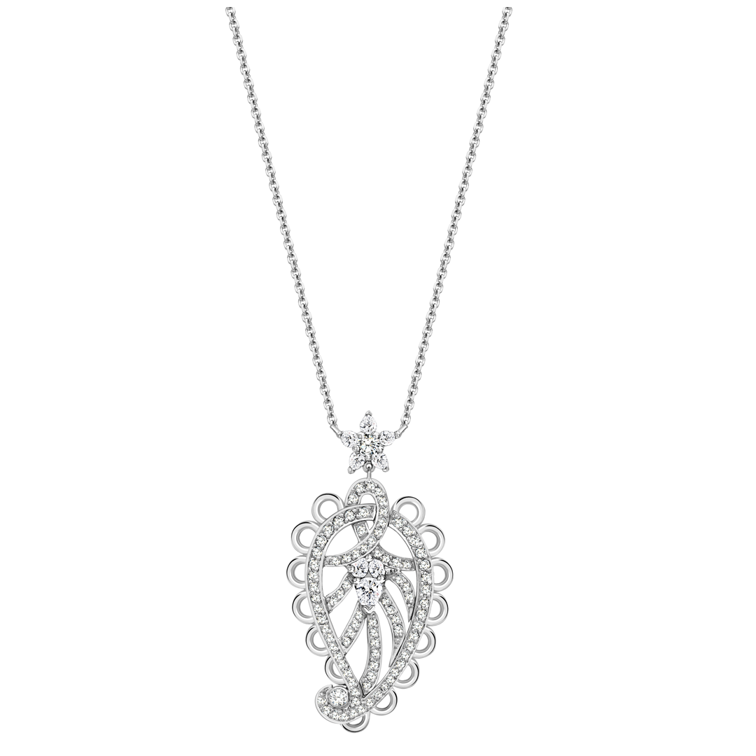 Spiritual Henna platinum paisley diamond pendant