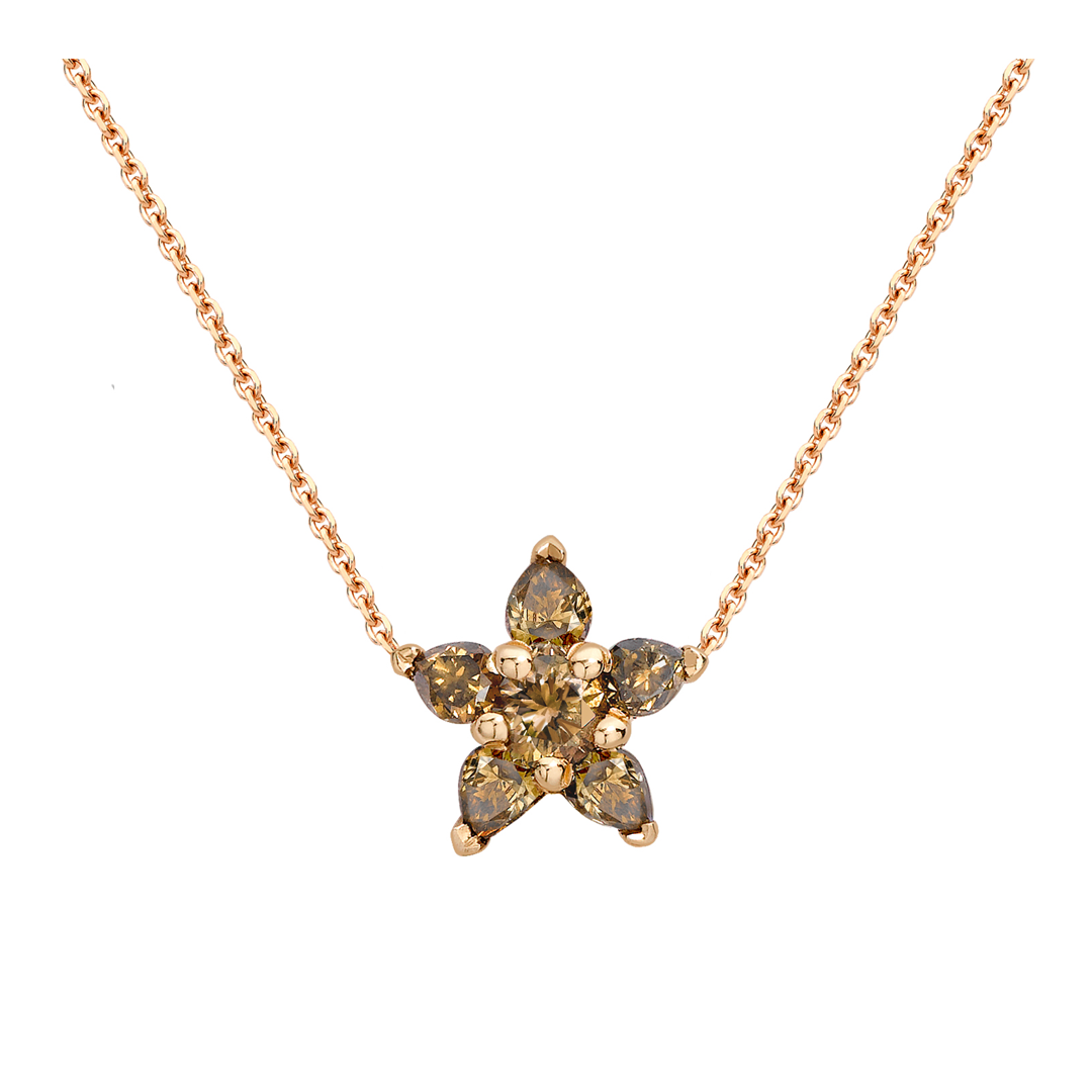 Spiritual Henna 18ct rose gold and cognac diamond flower pendant
