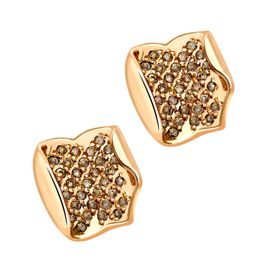 Spiritual Henna 18ct rose gold and cognac diamond petal studs