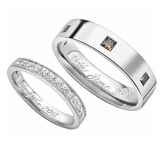 Set of Platinum and Diamond Wedding Bands