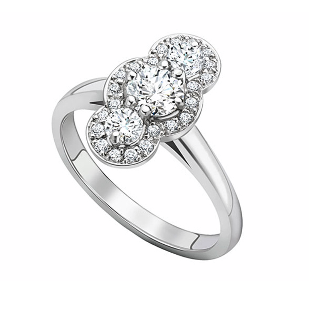 Bespoke Platinum Deco Cluster set with Round Brilliant Cut Diamonds