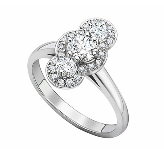 Bespoke Platinum Deco Cluster set with Round Brilliant Cut Diamonds