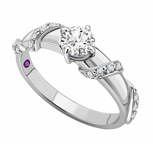 Platinum and Diamond Engagement Ring with Ribbon Detail