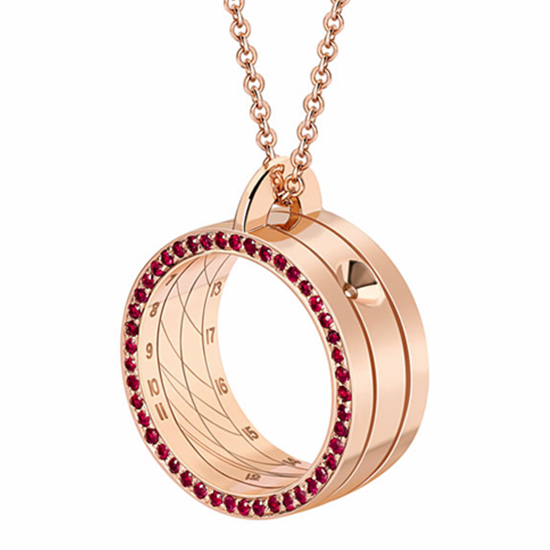 18ct Rose Gold and Ruby Time Telling Sundial Pendant